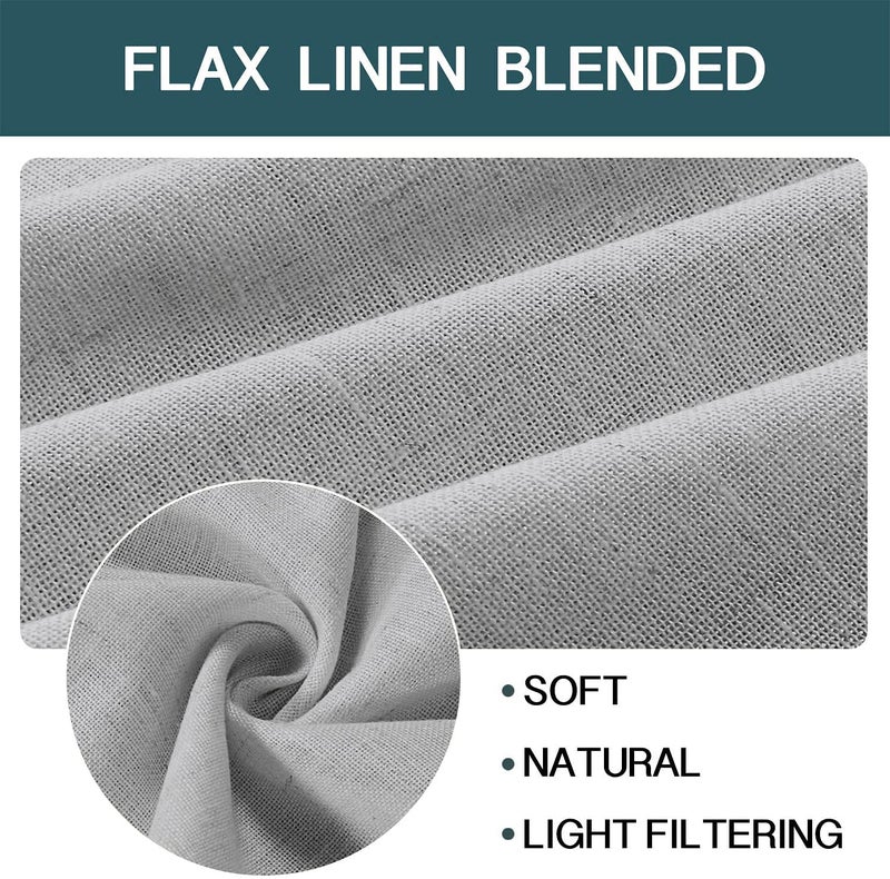 FantasDecor Linen Sheer Curtains 108 inches Extra Long Light Filtering Ariy Privacy Protect Soft & Vertical Drapes for Bedroom Living Room Dining Rod Pocket Burlap Look W52 x L108, Dove Gray - Image 3